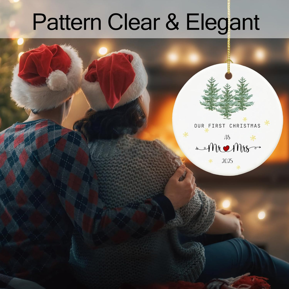 First Christmas Married Custom Years as Mr&Mrs Ceramic Newlywed Keepsake, Mr & Mrs Christmas Ornament, Wedding, Christmas Decoration