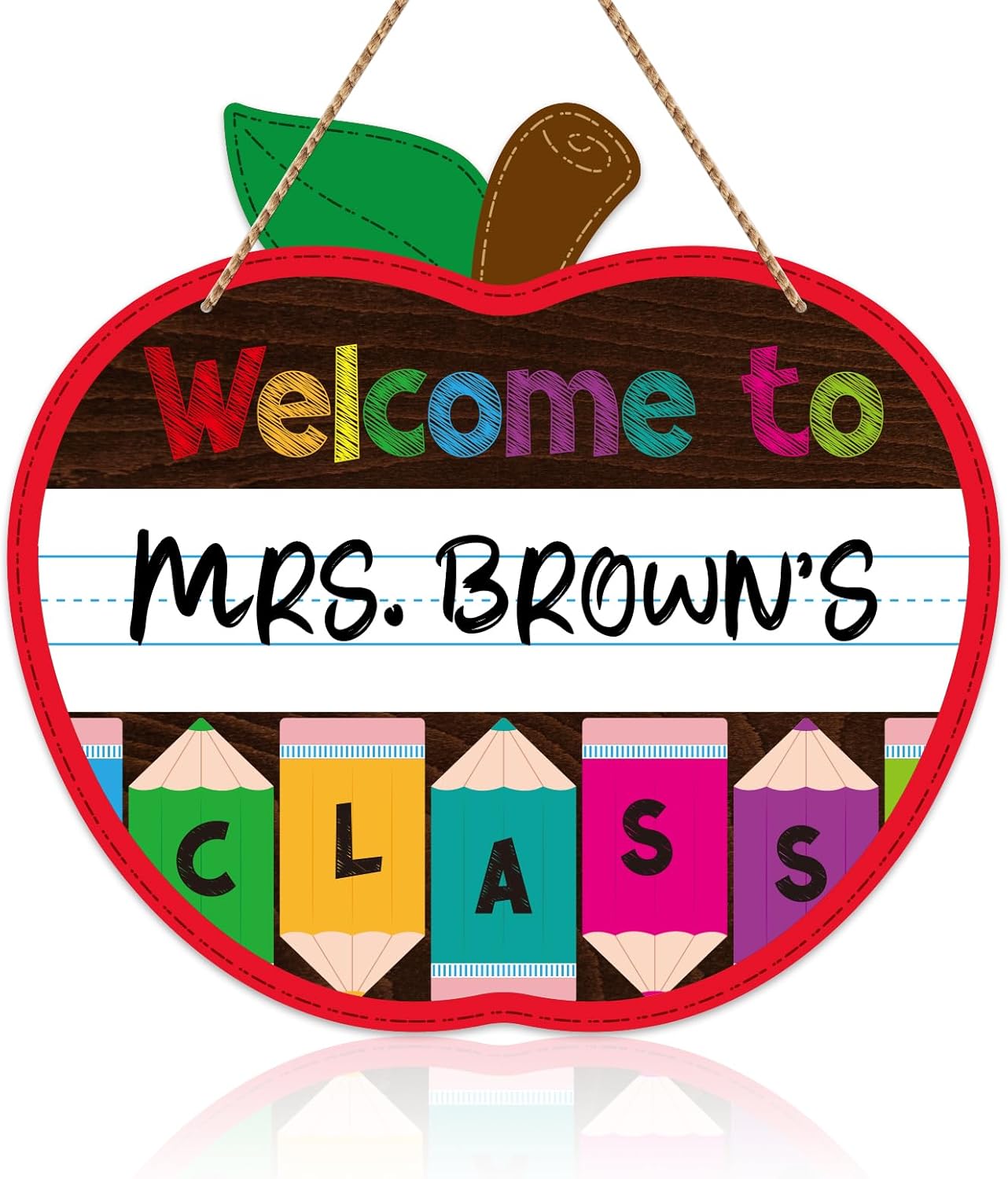 Welcome Sign for Classroom Door Decorations, Personalized Apple-shape Teacher Door Sign, Back to School Welcome to Our Classroom Sign, Teacher Name Sign for Classroom Door Teacher Supplies