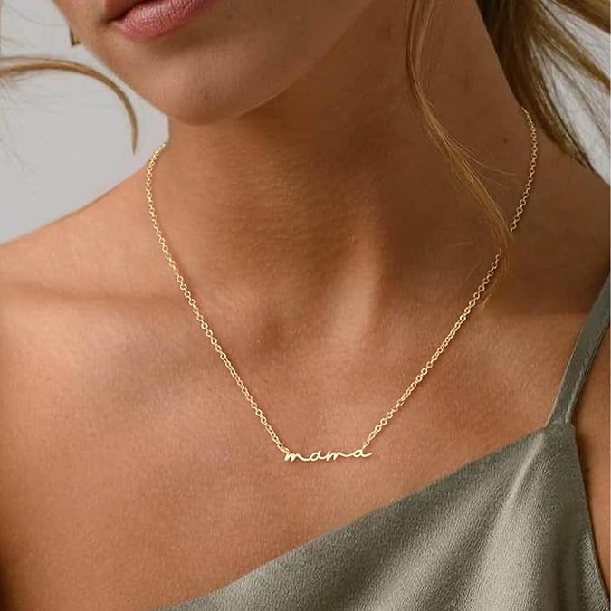 Mama Pendant Necklaces for Women - Dainty Small 18K Gold Plated Mom Necklace Non Tarnish Gift for Mom,New Mom Trendy