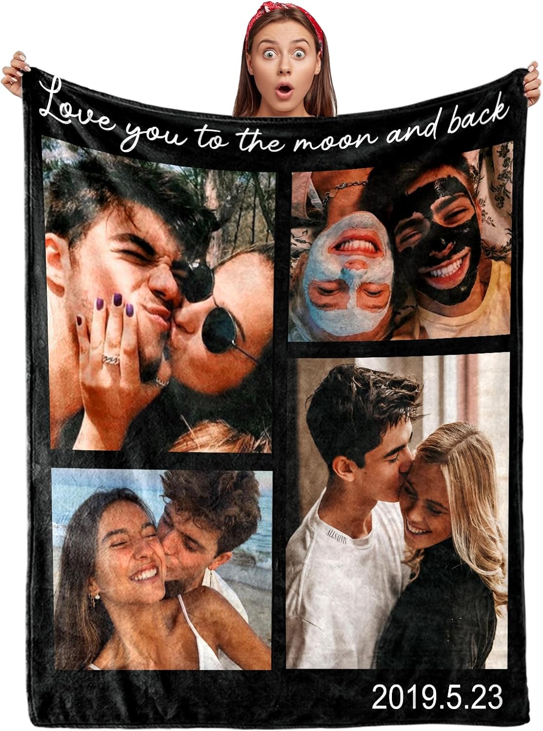 Couple Gifts Custom Blanket with Photos Personalized Flannel Throw Blankets Gifts for Boyfriend Girlfriend Customized Blanket Personalized for Husband Wife