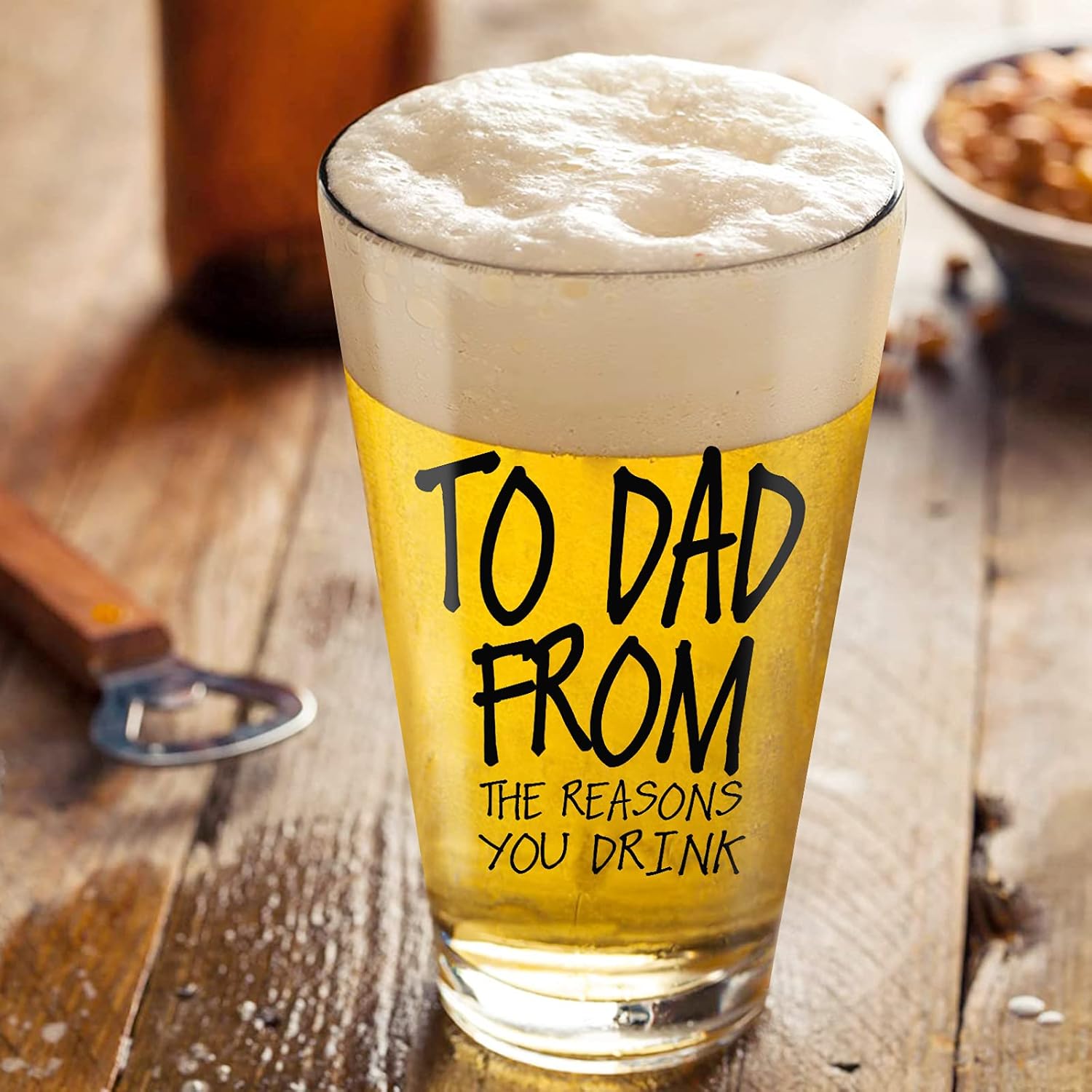 Fathers Day Dad Gifts from Daughter Son Wife,16 OZ Funny Beer Glass Gifts for Dad Men Husband Grandpa,Birthday Retirement Anniversary Christmas Stocking Stuffers
