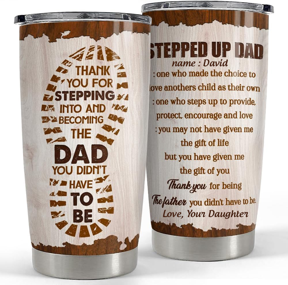 Step Dad Gifts Tumbler 20oz 30oz Travel Mug Cup Gift for Bonus Dad Stepfather Stepdad Gift from Step Daughter Son personalized tumbler for step dad bonus dad for father's day