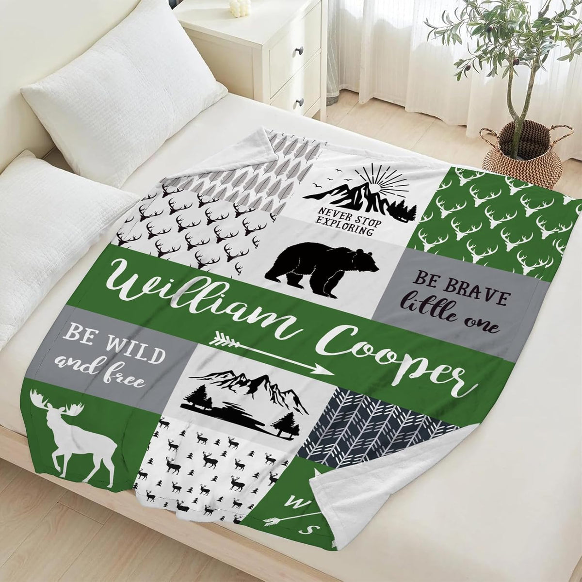 Personalized Baby Blankets for Boys Girls, Custom Flannel Blanket with Name Customized Christmas Birthday Gifts for Kids Teens