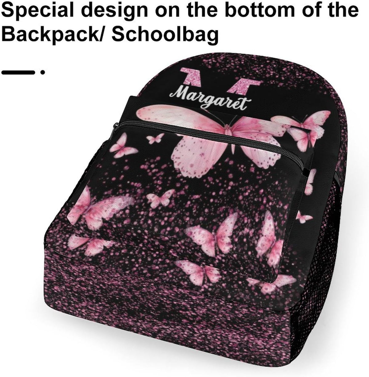Personalized Butterfly Backpack for Girls Kids Custom Girls Backpack Initial Monogram Bookbag Customized Name Schoolbag for Preschool Kindergarten Primary Elementary