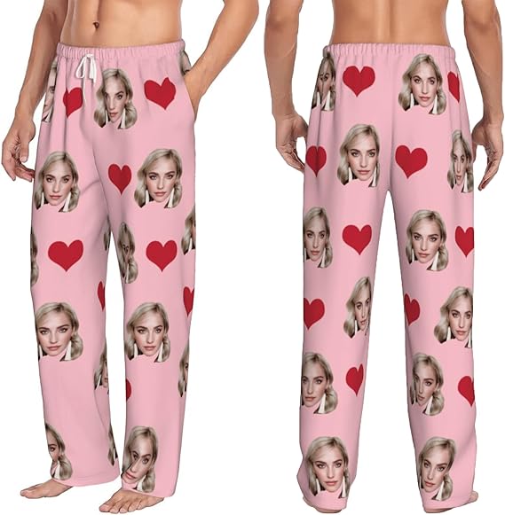Personalized Pajamas with Photo for Men & Women, Custom Pajama Pants for Valentine's Day, Men's Pajama Pants with Pockets