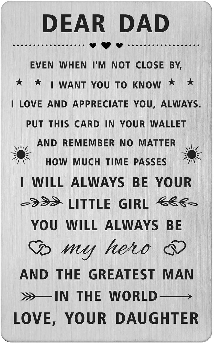 Dad Father Day Gifts from Daughter, Happy Birthday Wallet Card for My Daddy, Personalized Long Distance Hero Dad Gifts, I love You Father Present Men, Easter