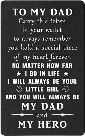 Father's Day Gifts from Daughter , Son - Dad I will Always Be Your Little Girl Little Boy Wallet Card, I Love You Dad Birthday Gifts Fathers Day Card from Daughter