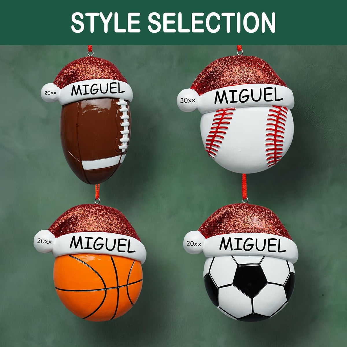 Personalized Soccer Christmas Ornaments 2025 Custom Hand-Painted Resin Sports Ornament with Name & Year,Christmas Decor Gift for Family, Kids & Soccer Fans