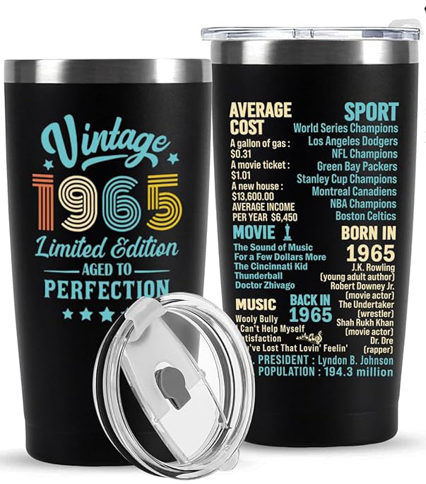 50th Birthday Gifts for Men Women, 50 Year Old Gifts Idea for Him Her,Custom Birthyear 1965 1965 1955 1645 Gift for Woman Man in Their 50s Back in 1975 Year Tumbler, Turning 50 Birthday Present