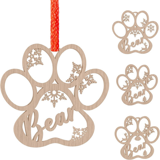 Custom Dog Paw Ornament-Personalized Christmas Ornaments, Wooden Dog Ornaments for Christmas Tree, Pet Lover Gifts