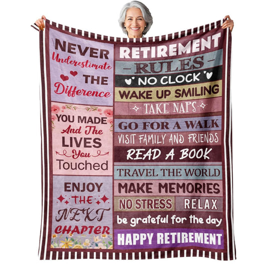 Retirement Gift for Woman, Retirement Gifts for Women Men 2025, Best Retirement Gifts Ideas, Happy Retirement Gifts for Women Mom Teacher Nurse Coworkers, Retirement Party Decorations Blanket