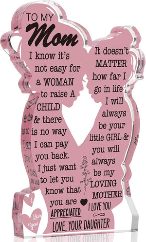 Mom Gifts from Daughter Gift for Mom, Mom Birthday Ideas Gift Cool Mother's Day Gifts from Daughter Best Mom Ever Gifts New Mom Single Mom Christmas 2025 Acrylic Plaque Sign