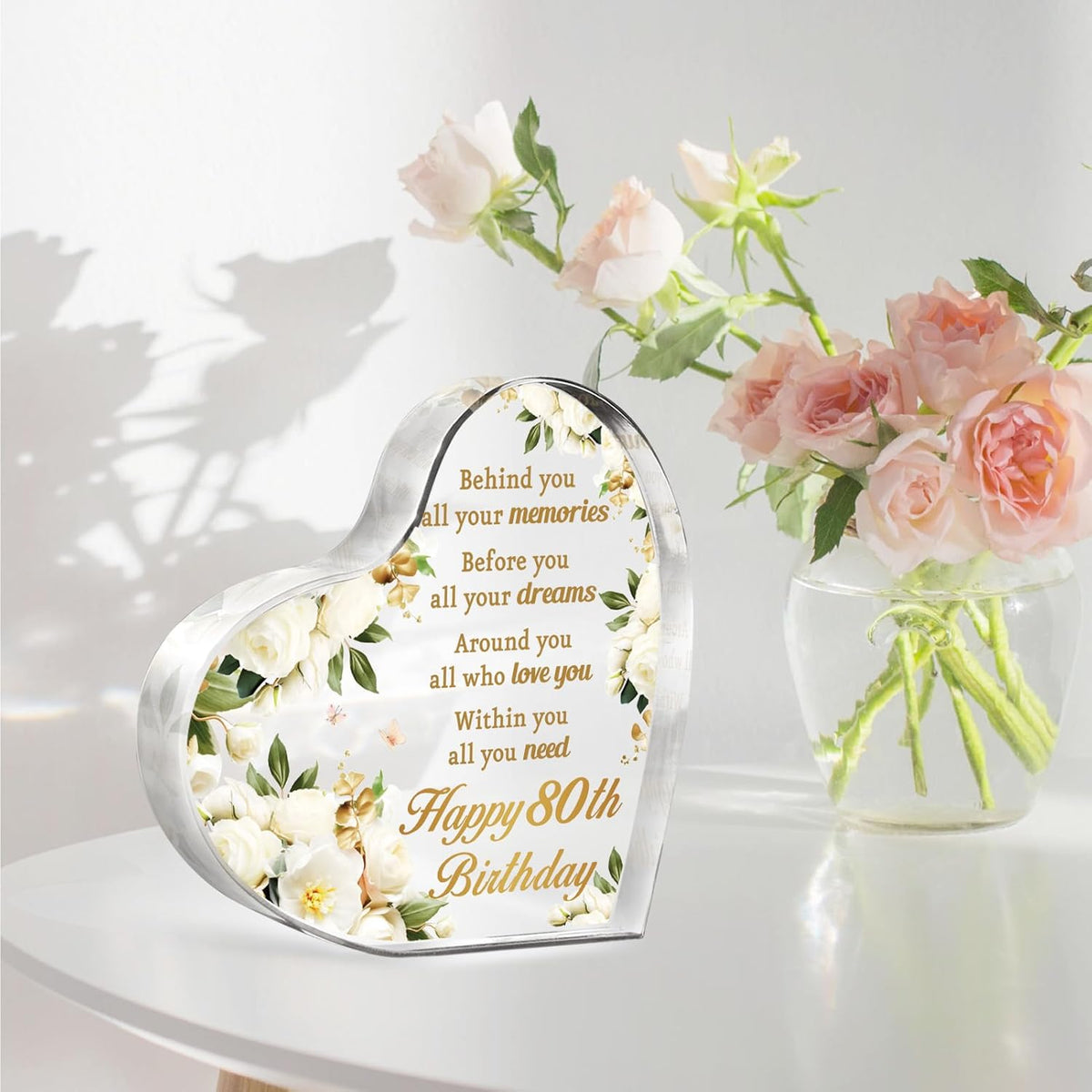 80th Birthday Gifts and Decorations for Women - Custom Birth yearAcrylic Paperweight - Happy Birthday Decor Party Favors