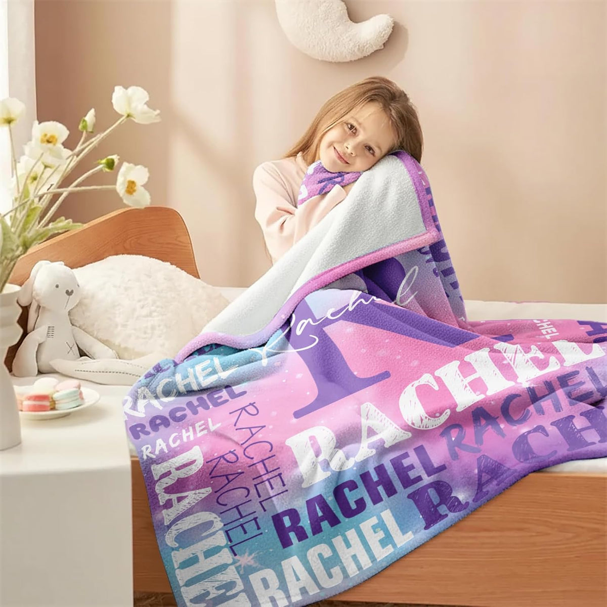 Personalized Blankets for Teen Girls Boys , Custom Blanket with Kids Names, Ultra-Soft Flannel Monogrammed Baby Throws Blankets, Customized Christmas Brithday Gifts for Adults