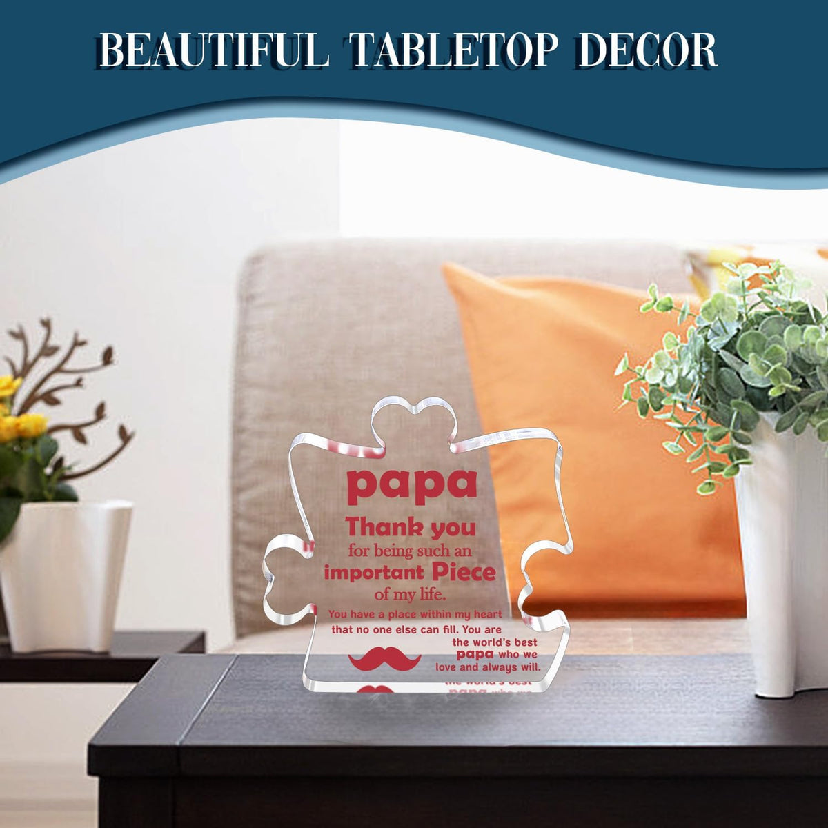 Fathers Day Papa Grandpa Gifts Grandfather Father's Day Birthday Gifts from Grandkids, Papa Grandparents Gift from Granddaughter Grandson, Granddad Grandfather Papa Acrylic Plaque Desk Decoration Sign