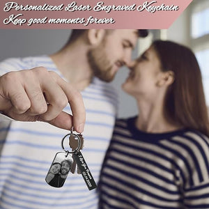 Personalized Picture Keychain - Customized Engraved Keychains with Photo Text, Personalized Gifts for Men Women Lovers