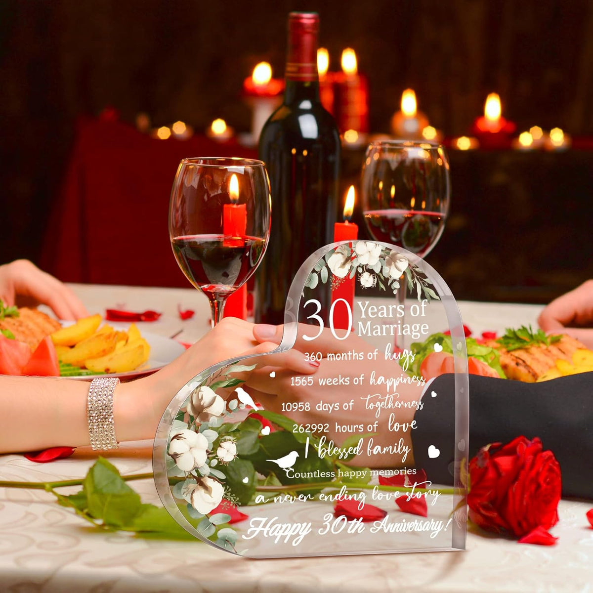 Wedding Gift for Her Years of Marriage Gift Happy Anniversary Present for Woman Acrylic Heart Marriage Keepsake for Wife Husband Girlfriend Boyfriend