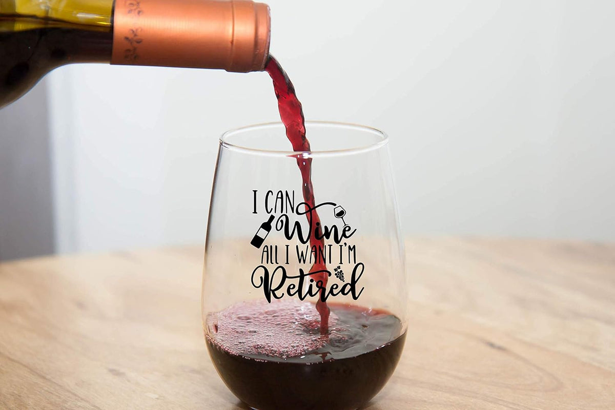 Retirement Wine Glass - 15 Oz, Scratch-Resistant Funny Wine Glass - Funny Retirement Gifts for Women - Unique Retirement Glass for Wine Lovers