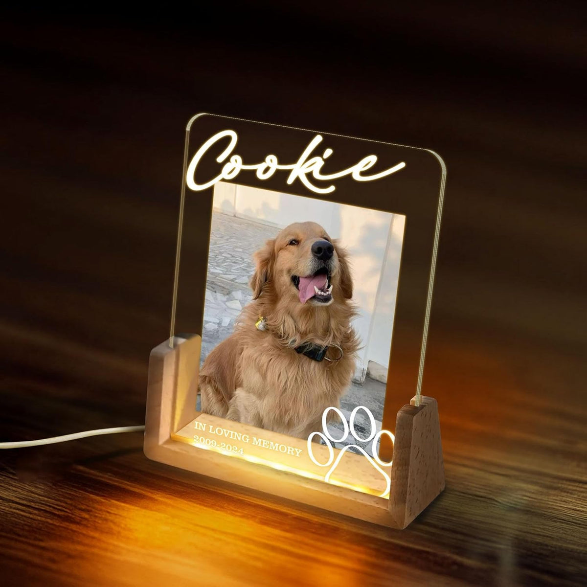 Personalized Pet Memorial LED Night Light, Custom Photo Pet Lover Keepsake, Dog Memorial Sympathy Gift, Personalized Light Up Sign for Dog Lovers, Custom Dogs Photo Gifts for Home Decor