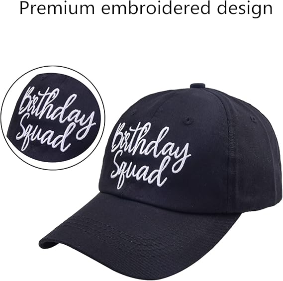 Birthday Party Hats Funny Birthday Queen Squad Embroidery Adjustable Baseball Cap for Women