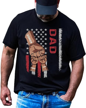 Personalized Dad Shirt with Kids Name, Custom Fathers Day Fist Bump Shirt, Christmas Fathers Day Dad Grandpa Gift