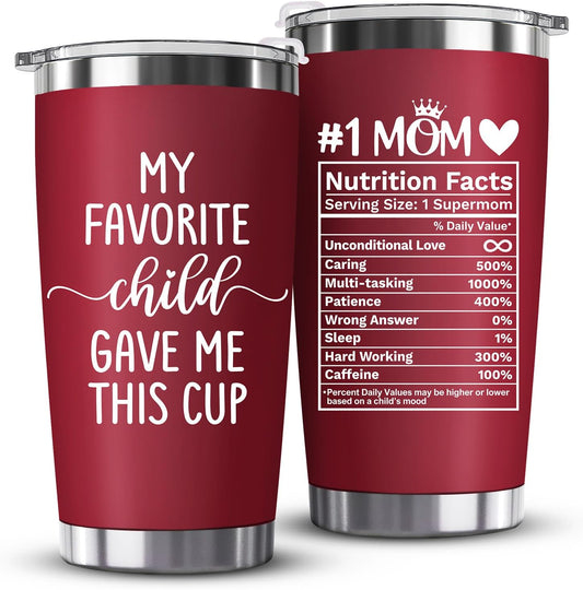 Mothers Day Gifts for Mom from Daughter, Son, Kids - Funny Mom Gift - Mama Coffee Cup My Favorite Child Gave Me This Cup - Birthday, Mothers Day, Christmas Gift Idea - Stainless Steel Tumbler