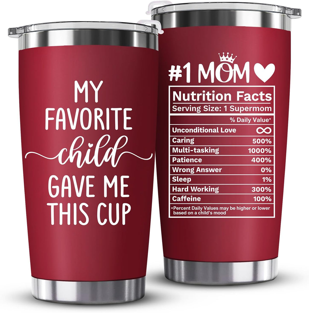 Mothers Day Gifts for Mom from Daughter, Son, Kids - Funny Mom Gift - Mama Coffee Cup My Favorite Child Gave Me This Cup - Birthday, Mothers Day, Christmas Gift Idea - Stainless Steel Tumbler