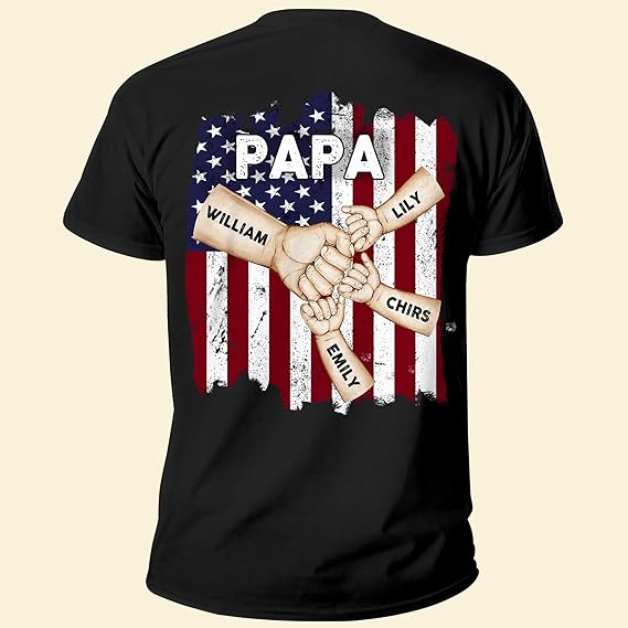 Personalized back side Shirt for Dad Grandpa Husband Papa - Best Dad Ever - Fathers Day Birthday Gift from Daughter Son Wife
