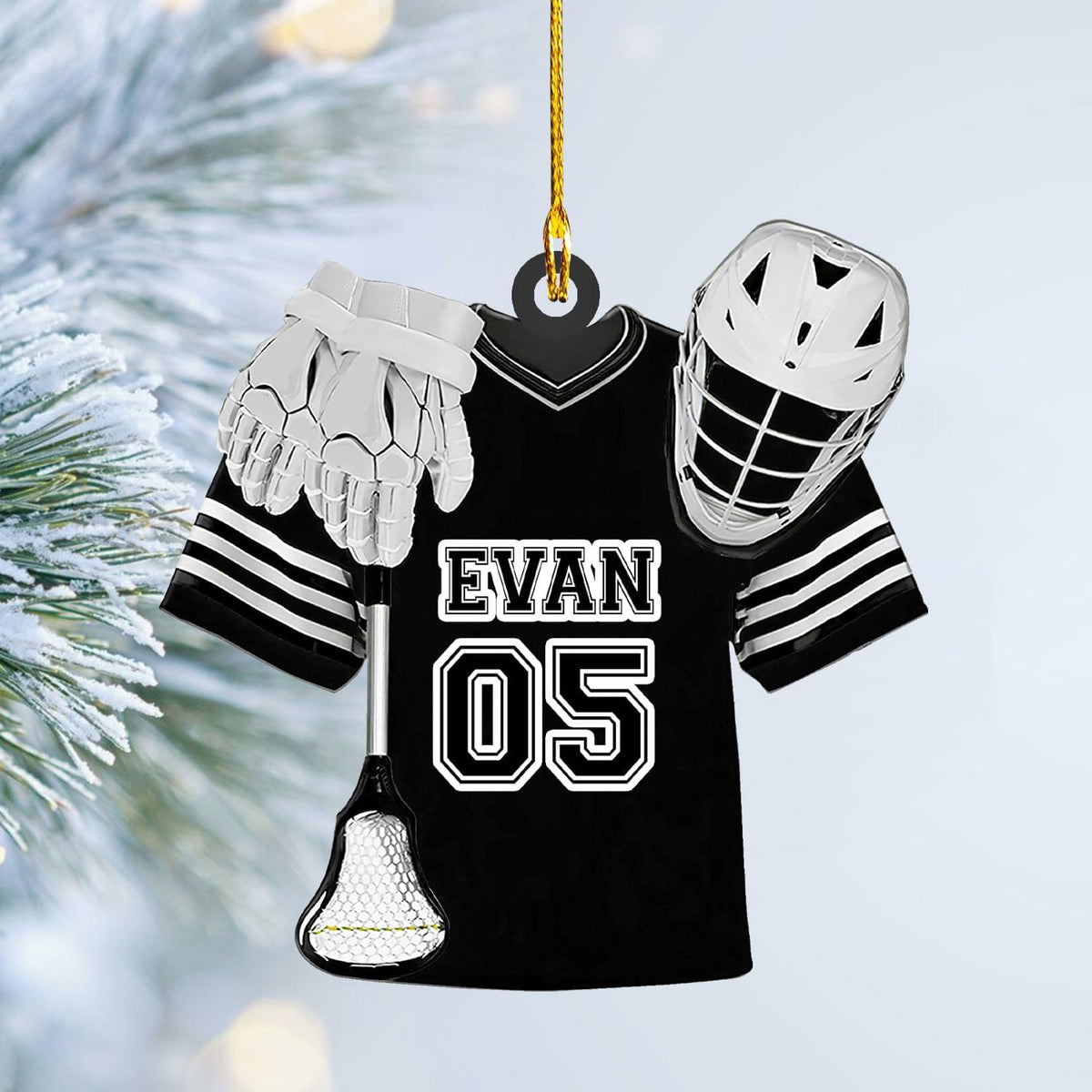 Personalized Lacrosse Ornament, Lacrosse Amor Shape Flat Ornament, Lacrosse Helmet Ornaments, Gifts for Lacrosse Lovers, Lacrosse Players, Lacrosse Christmas Ornament