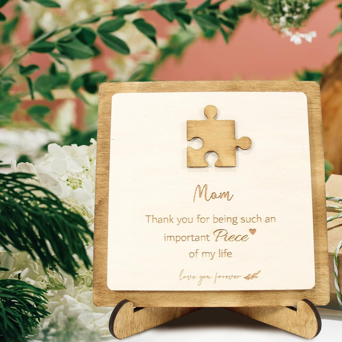 Plaque for Moms for Mothers Day | Puzzle Wooden Sign with Box | Mama Gifts for Birthday, Valentines Day, Christmas from Daughter Son. Love mom