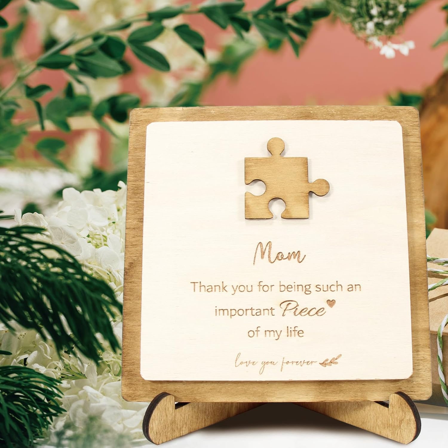Plaque for Moms for Mothers Day | Puzzle Wooden Sign with Box | Mama Gifts for Birthday, Valentines Day, Christmas from Daughter Son. Love mom
