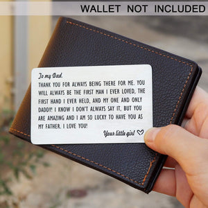 Dad Gifts from Daughter, Engraved Wallet Inserts for Father Papa, Fathers Day Birthday Wedding Thank You Gifts for Daddy from Daughter Kids