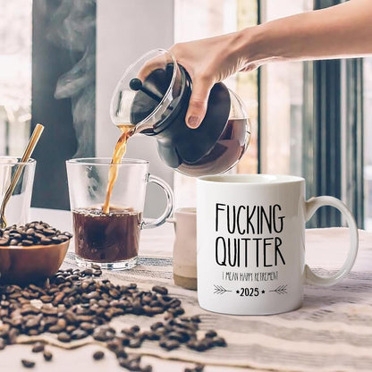 Funny Retirement Gifts for Men Women-Quitter I Mean Happy Retirement Coffee Mugs 2025, Unique Retired Mugs Gift Ideas for Coworkers Office & Family