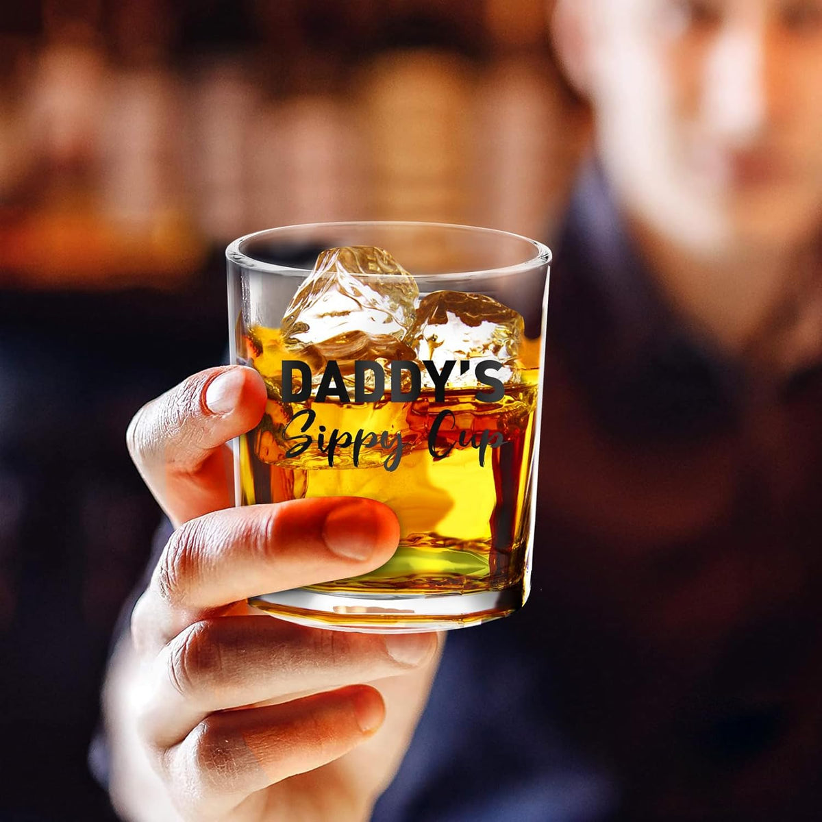 Fathers Day Dad Gifts for New Dad Husband from Daughter Son Wife, Whiskey Glass Birthday Valentines Anniversary Christmas Funny Gag Gift Ideas Bourbon Scotch Presents for Expecting Father