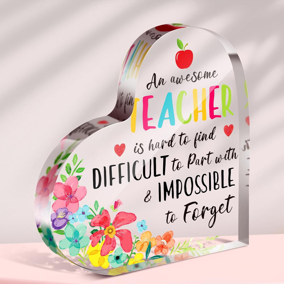 Teacher Appreciation Gift for Women Thank You Teacher Retirement Graduation Gifts First Day of School Thank You Paperweight Acrylic Keepsake for Office Classroom