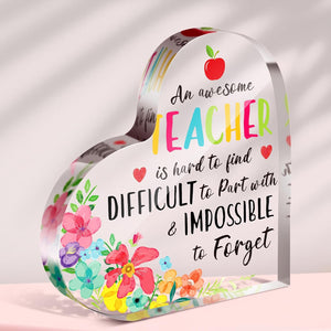 Teacher Appreciation Gift for Women Thank You Teacher Retirement Graduation Gifts First Day of School Thank You Paperweight Acrylic Keepsake for Office Classroom