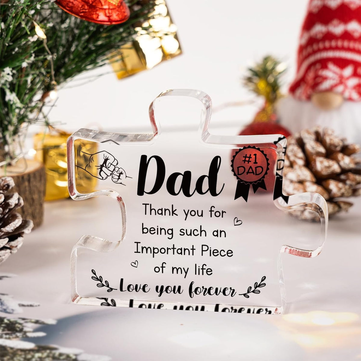 Gifts for Dad - Delicate Dad Birthday Gifts from Daughter Son - Engraved Acrylic Block Puzzle Piece Decorations Thanksgiving Christmas Birthday Gifts for Dad, Ideas
