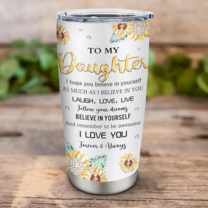 Gift from Mom/Dad Stainless Tumblers - Gifts for Daughter from Mother/Father Coffee Mug - To My Daughter Cup - Christmas Mothers Day Birthday Gift Ideas for Daughter - Gifts for Adult Daughter