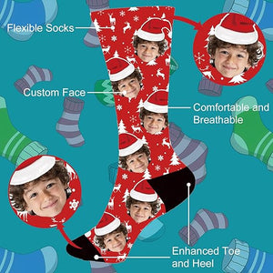 Custom Face Socks Personalized Funny Christmas Socks with Picture for Boys Girls Women Men Pets