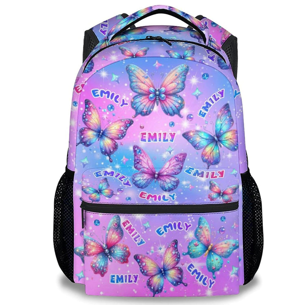Girls Backpack, Personalized Butterfly Backpacks for Kids, Toddler Bookbag for Elementary Preschool Kindergarten, Custom School Bag with Name