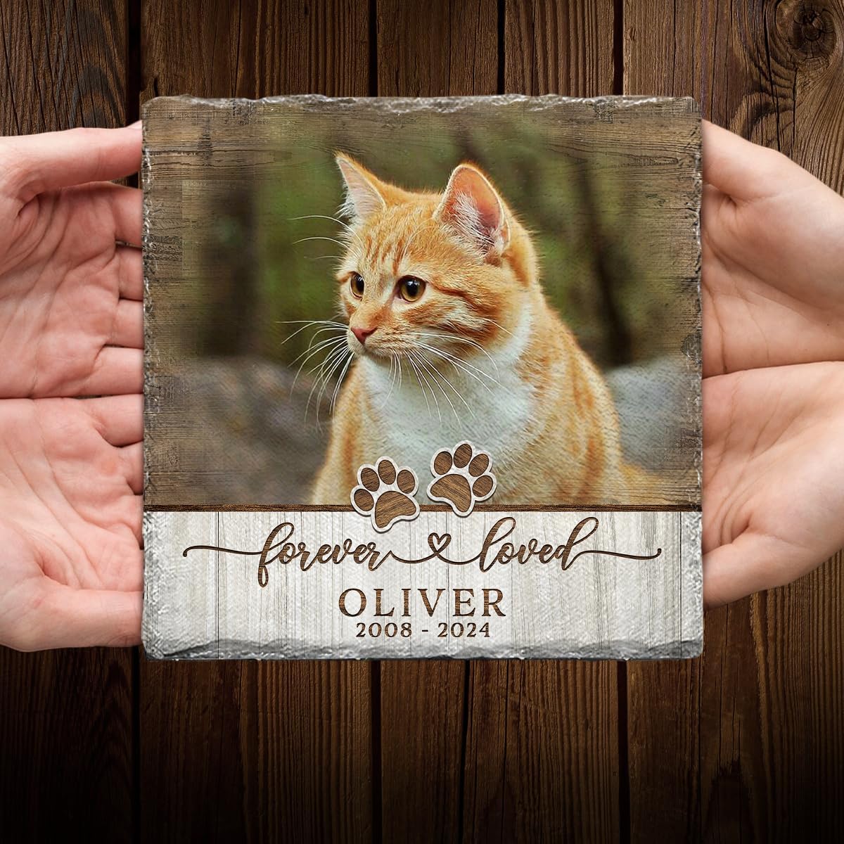 Custom Memorial Stones for Cats - Personalized Cat Memorial Picture Frame - Square Stepping Stones - Cat Loss Sympathy Gifts