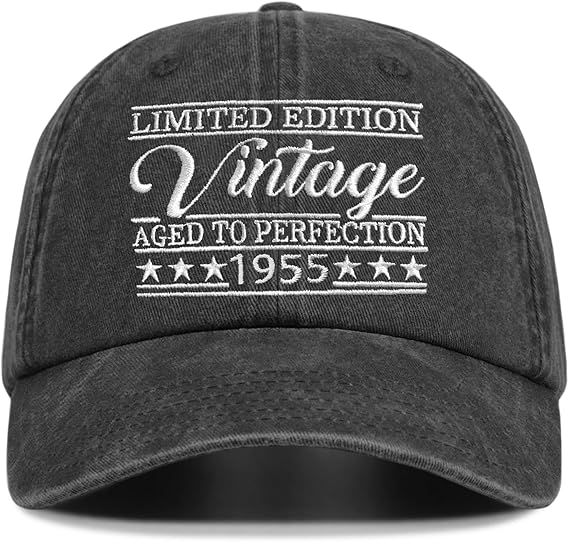 Aged To perfection 1955 Vintage Embroidered Hat for 70th Birthday, Born In 1955 Cap Birthday Gifts for Him Her, Vintage Hat Embroidered Cap For Him