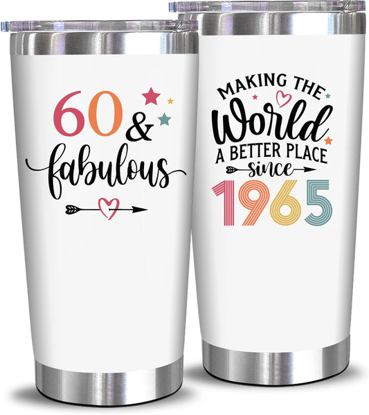 60th Birthday Gifts For Women - 1965 60th Birthday Decorations For Women - Turning 60-60 Year Old Gifts For Women, Mom, Wife - 20 Oz Tumbler