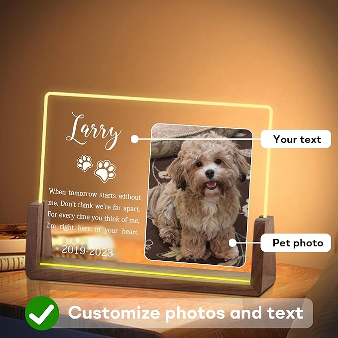 When tomorrow starts without me Personalized Dog Memorial Gifts for Loss of Dog, Dog Memorial Night Light, Dog Loss Sympathy Gift, Pet Memorial Gifts, Pet Memorial Acrylic Plaque, Cat Memorial Gifts