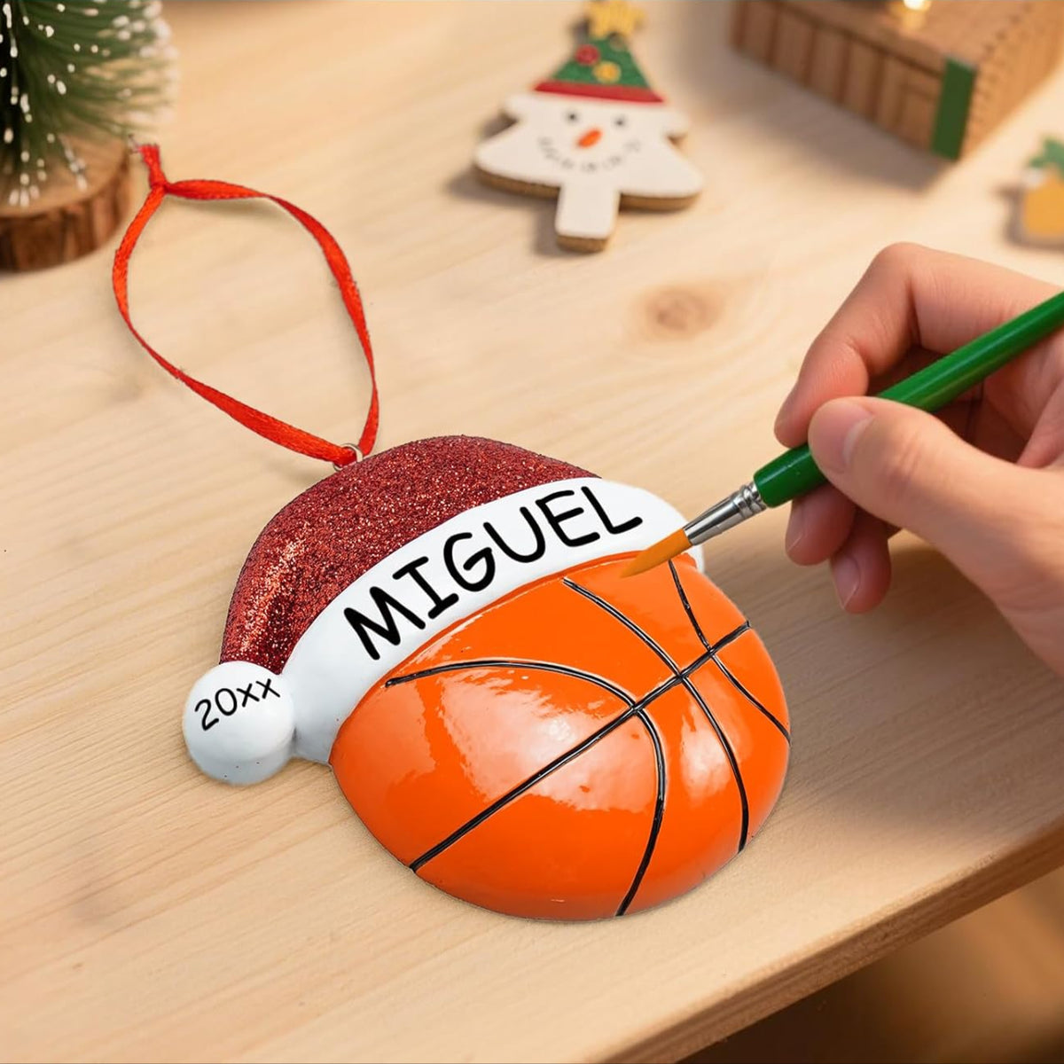 Personalized Soccer Christmas Ornaments 2025 Custom Hand-Painted Resin Sports Ornament with Name & Year,Christmas Decor Gift for Family, Kids & Soccer Fans