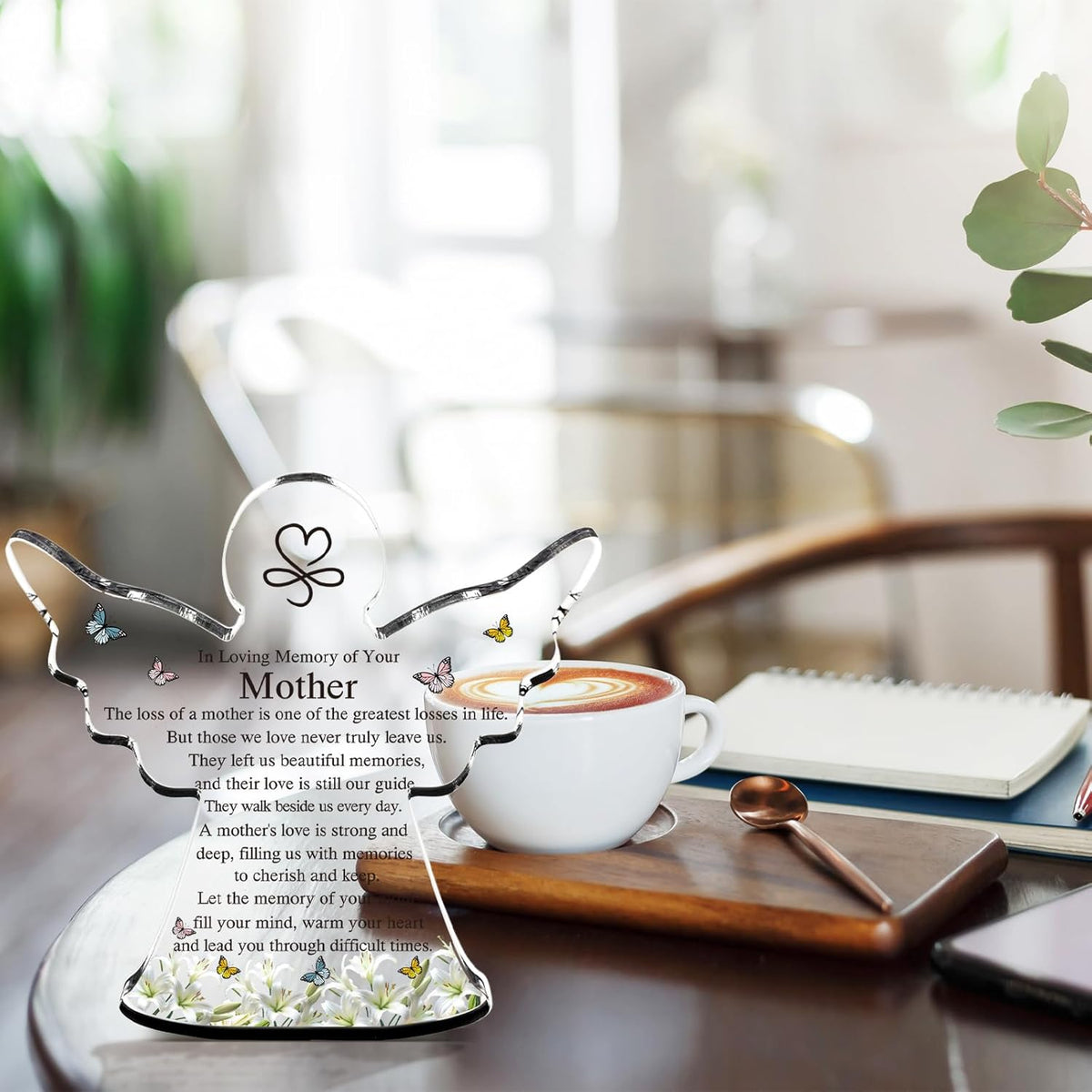 Sympathy Bereavement Gift Angel Red Cardinal Acrylic Memorial Gift for Loss of Loved One Remember Me Grieving Keepsake for Mom Dad Grandma Friend(Mom)