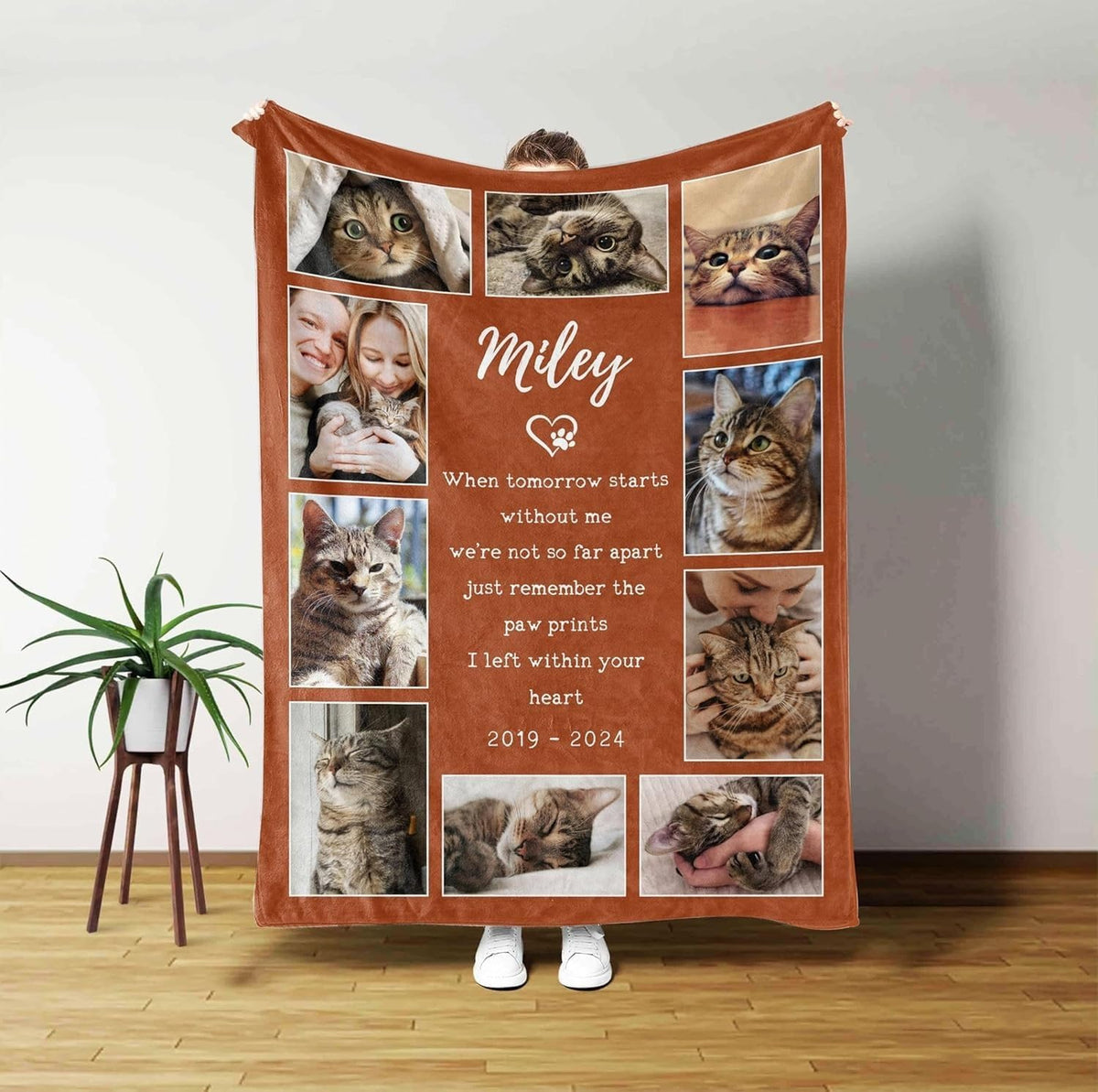 Personalized Photo Blanket, Pet Memorial Keepsake, Dog Loss Gift, Custom Paw Print Blanket, Gift for Dog Mom & Dad