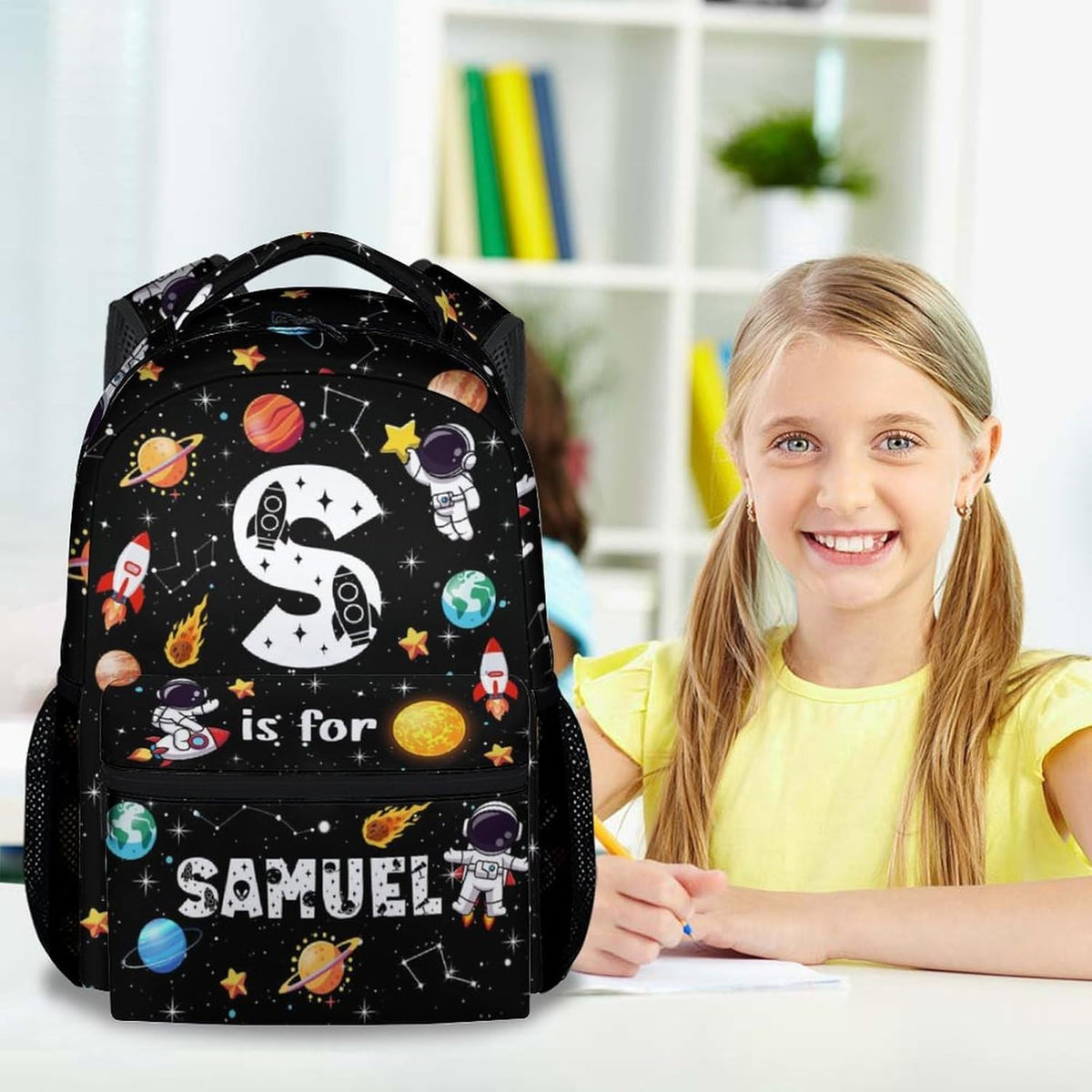 Custom Kids Backpack for School Custom Name - Planet Backpacks for Boys - Fashion Bookbag for Kindergarten