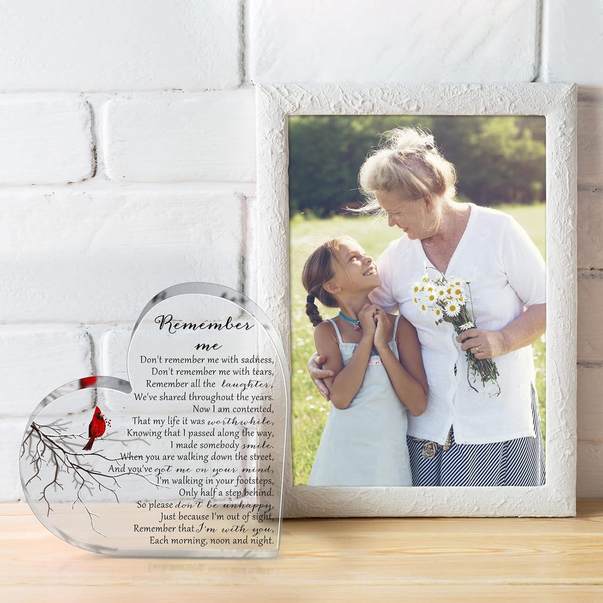 Sympathy Gift Acrylic Heart Shape Memorial Bereavement Gifts for Loss of Loved One Remembrance Condolence Funeral Grief Keepsake for Mom Dad Grandma friend Table Centerpieces