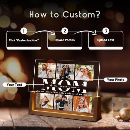 Best Mom In The World Personalized Mothers Day Picture Frame for Mom, Custom Gifts for Mother's Day from Daughter Son Kids, Customized Photos Gifts for Wife from Husband, Best Mom Ever Gifts